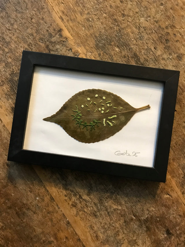 Feuilles brodées au fil de coton (Motif en relief)