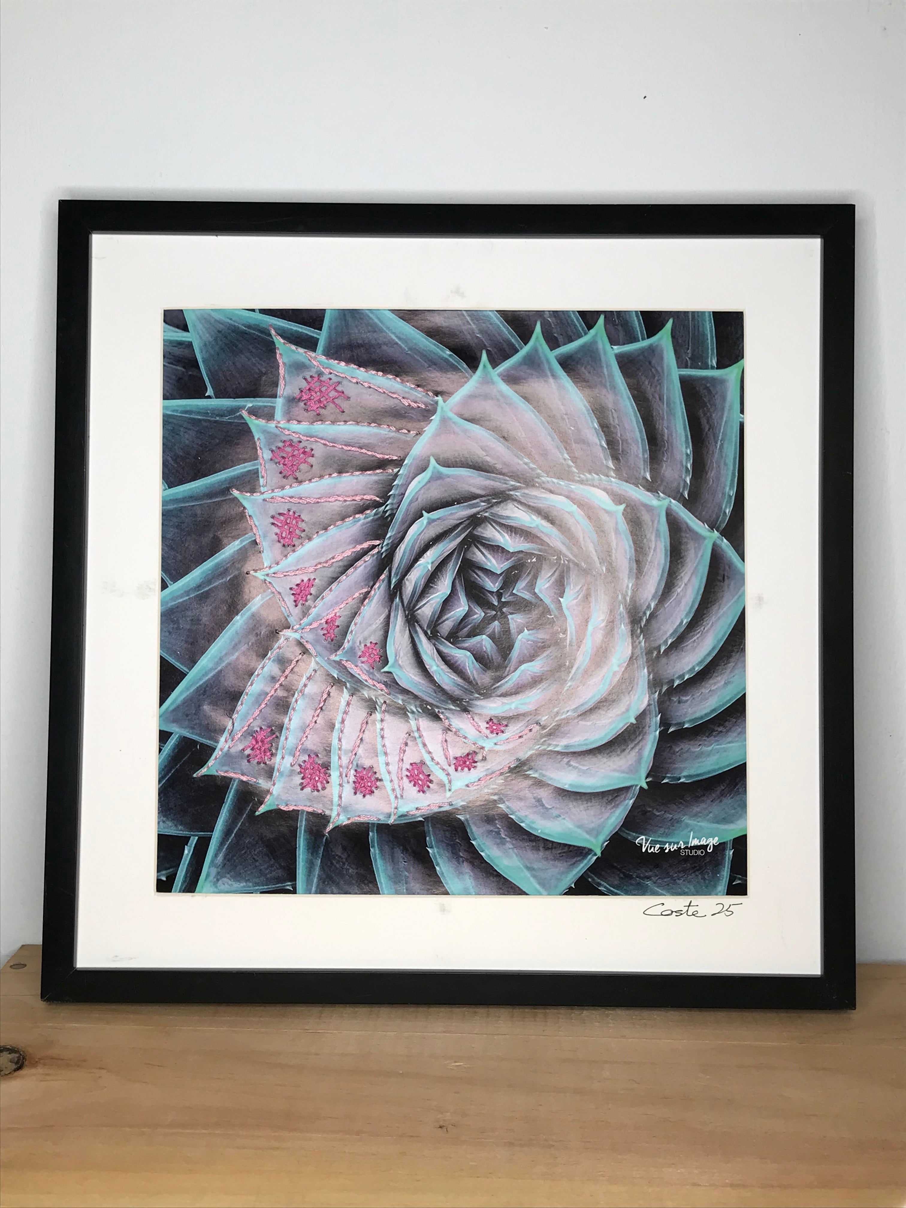 Artichaud - support papier brodé au fil de coton