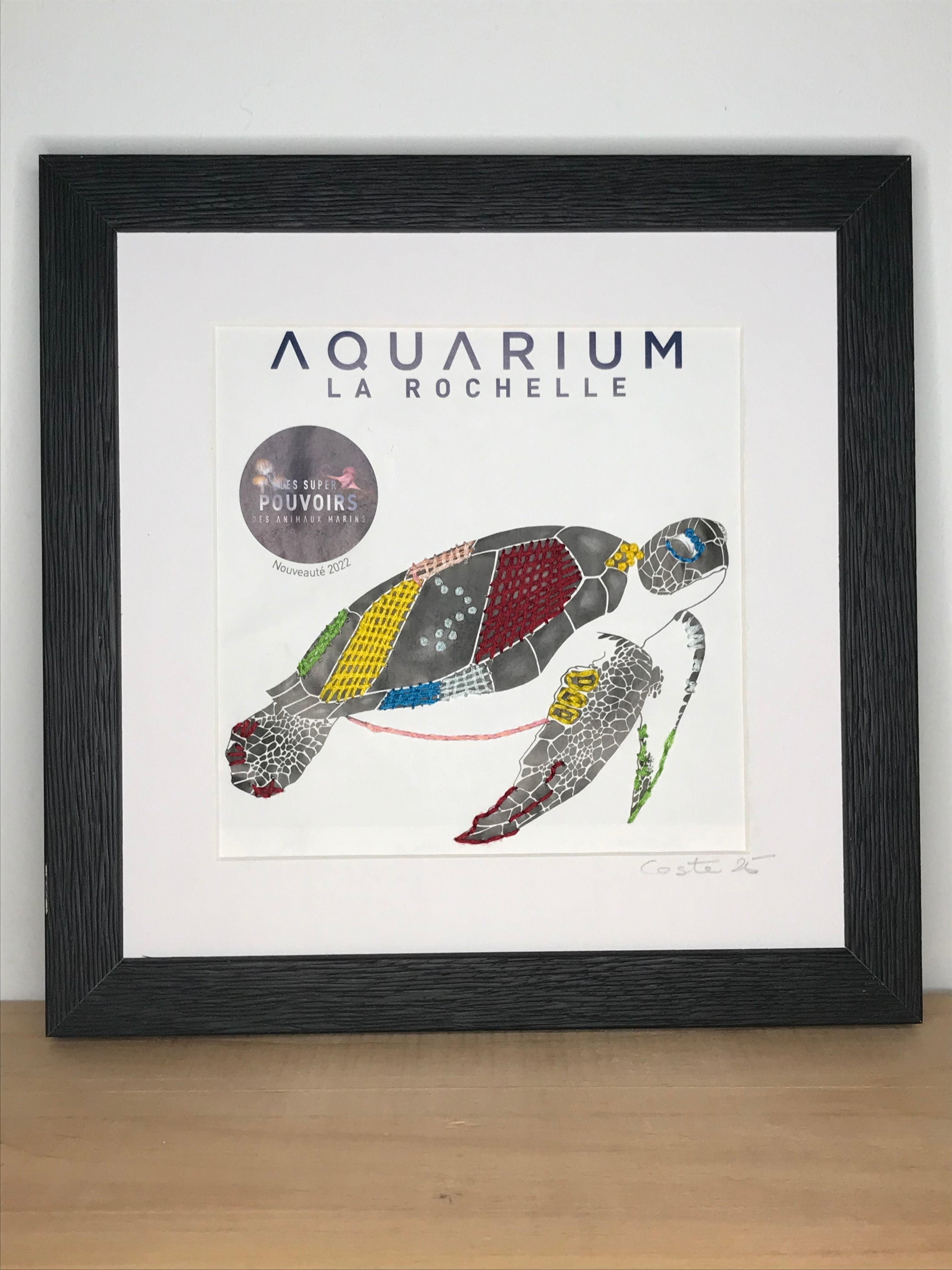 Aquarium de La Rochelle - dépliant brodé au fil de coton