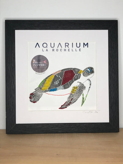 Aquarium de La Rochelle - dépliant brodé au fil de coton