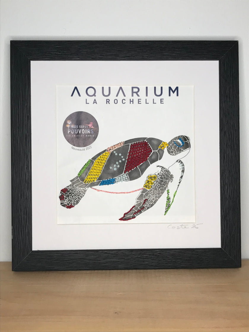 Aquarium de La Rochelle - dépliant brodé au fil de coton