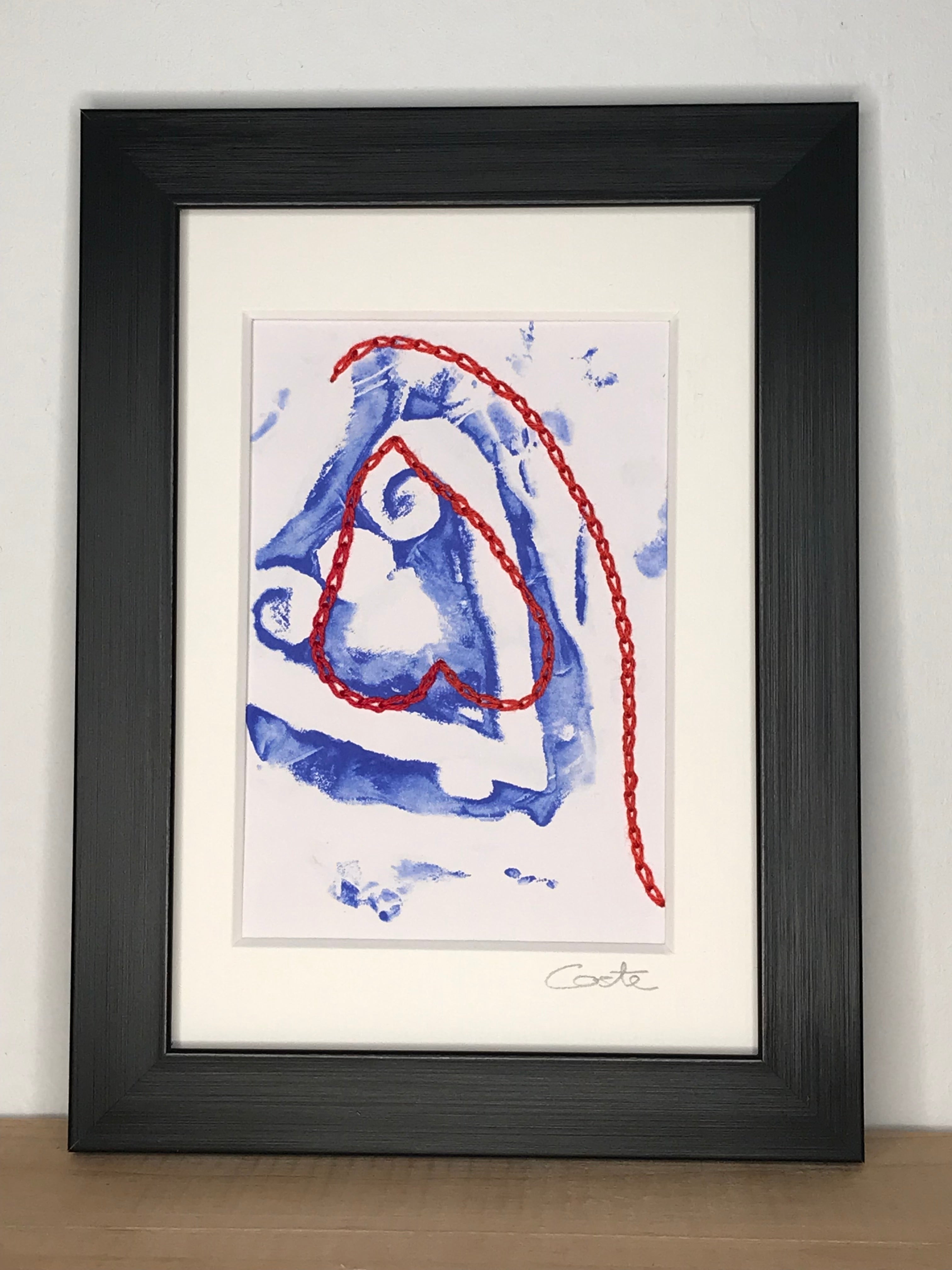 Empreinte Cœur (rues de Saint Emilion) brodée au fil de coton